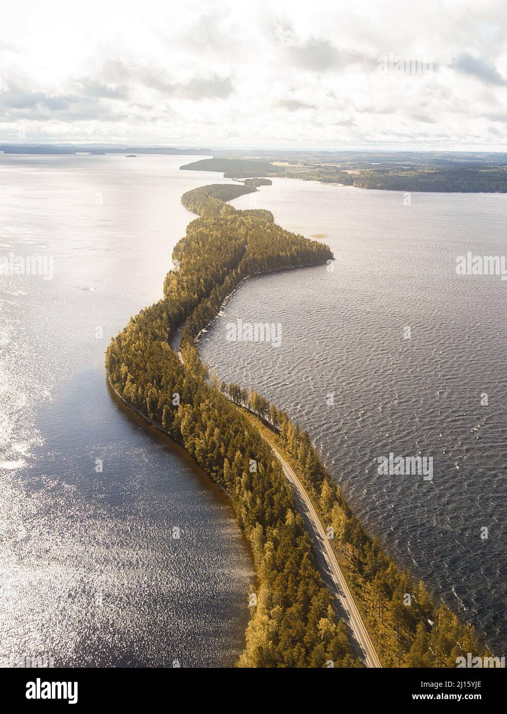 An aerial view of Punkaharju Nature Reserve in Finland Stock Photo
