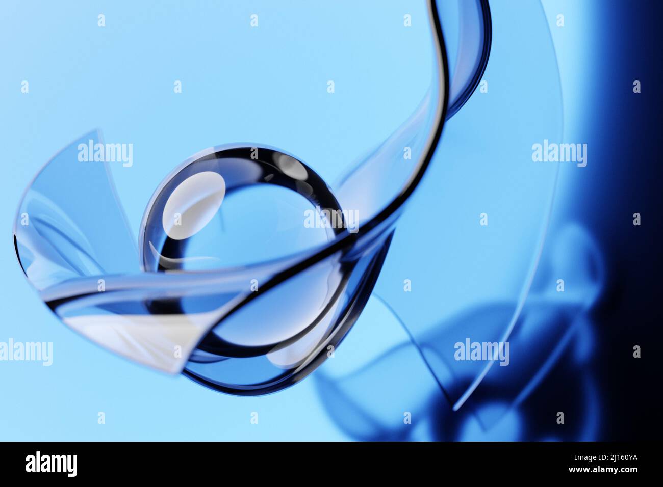 3d illustration glass volumetric figures of lighting sphere on blue ...