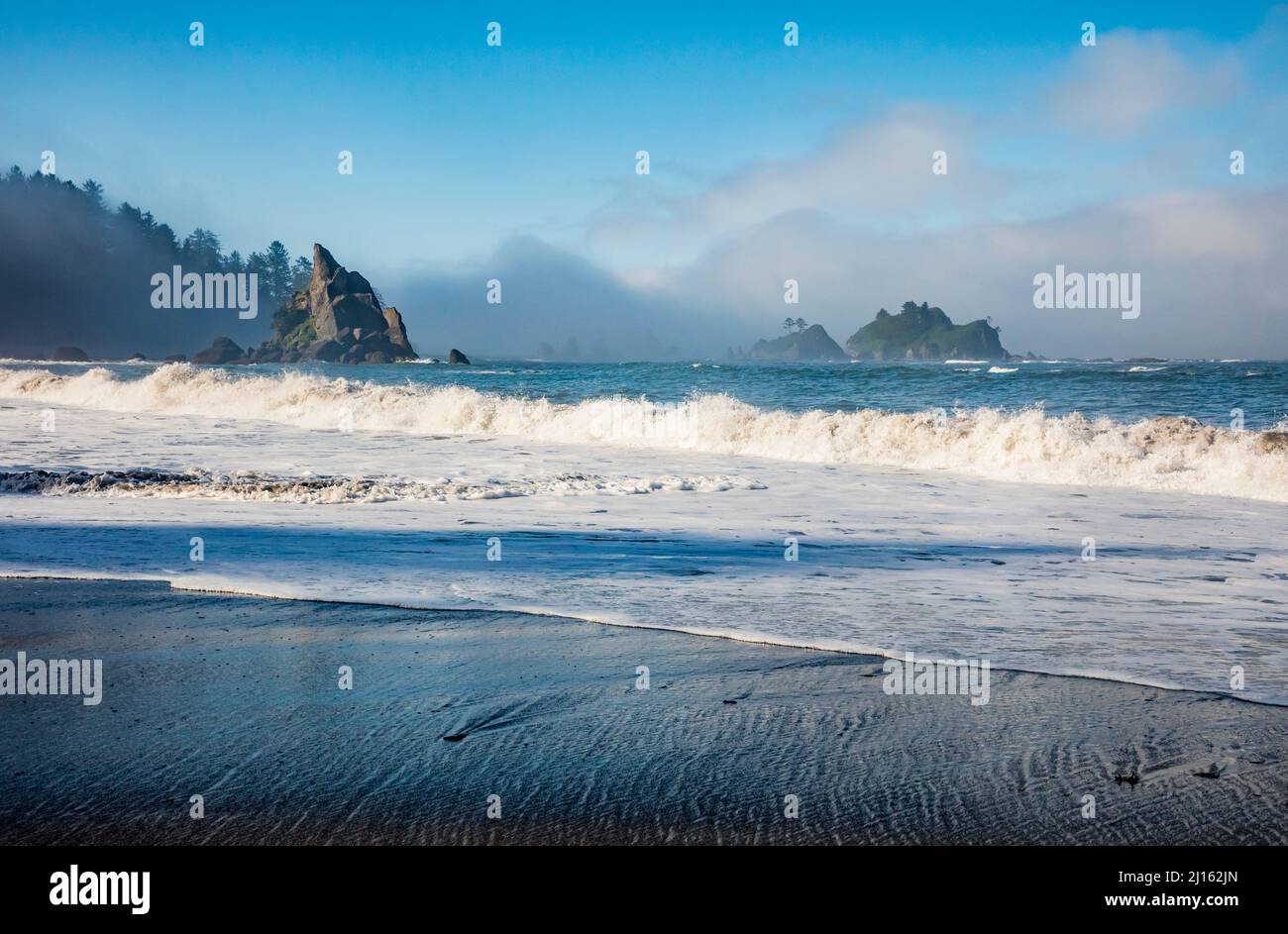 Looking south toward Toleak Point on the Olympic Coast of Washington State. Stock Photo