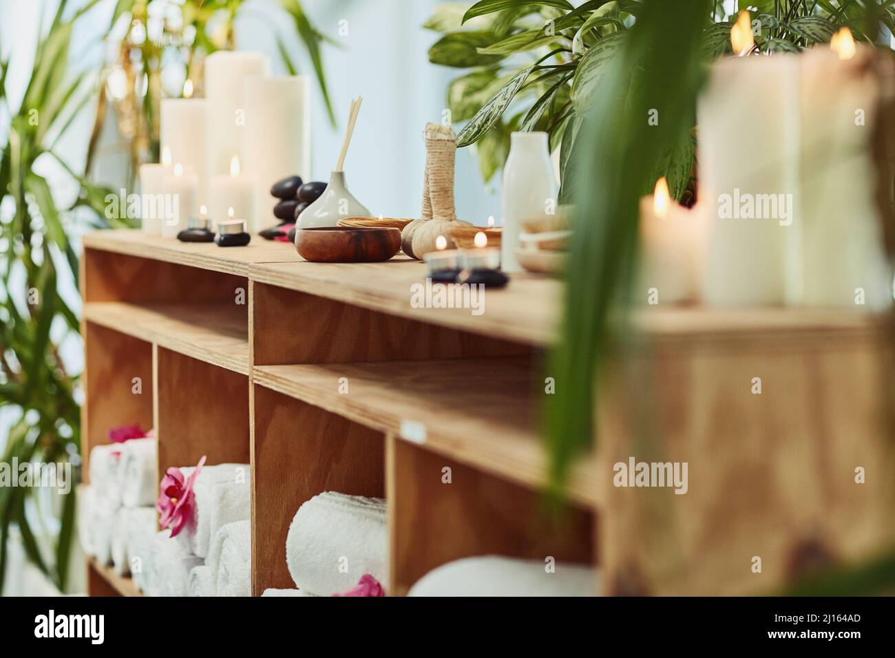 The perfect setting for serenity. Shot of the inside of a beauty spa ...
