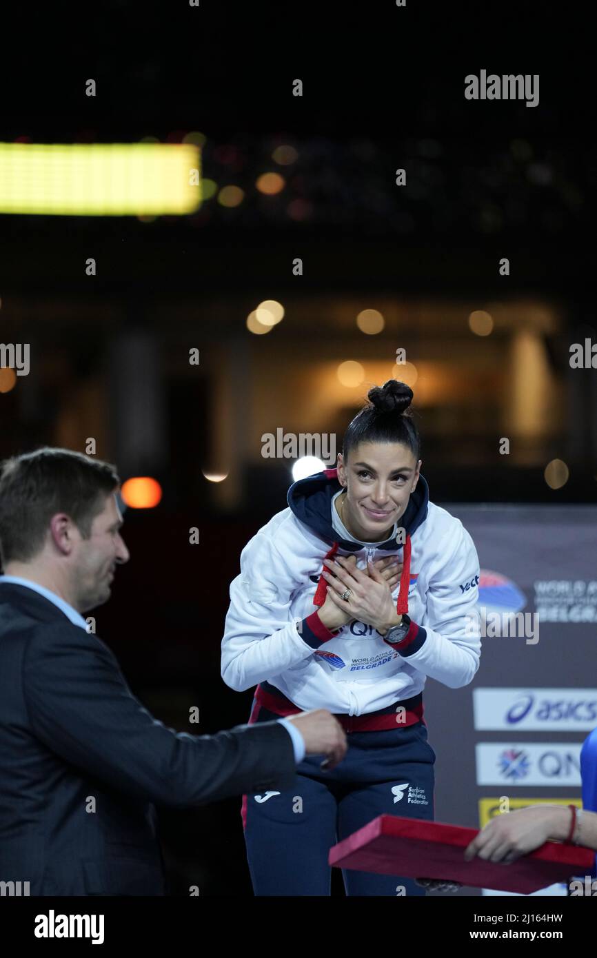 Ivana Vuelta Spanovic at the award ceremony collecting the gold medal