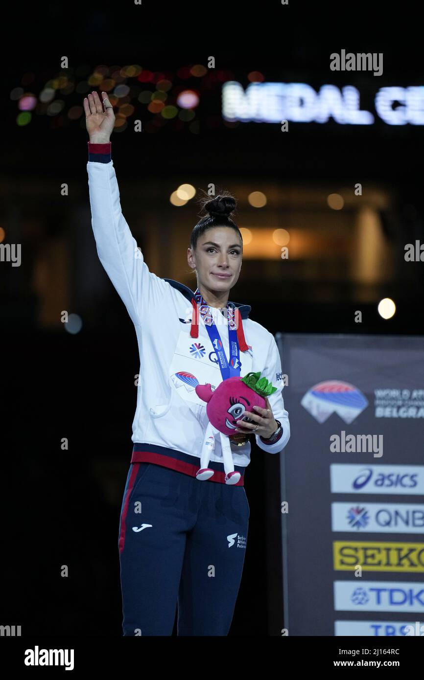 Ivana Vuelta Spanovic at the award ceremony collecting the gold medal