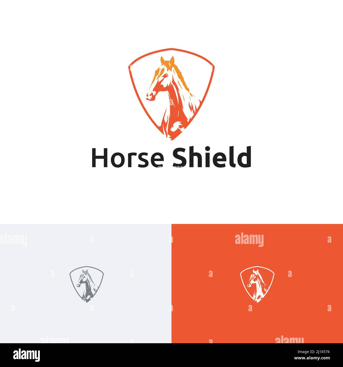 Equine Equestrian Horse Shield Engraving Style Vintage Retro Logo Template Stock Vector