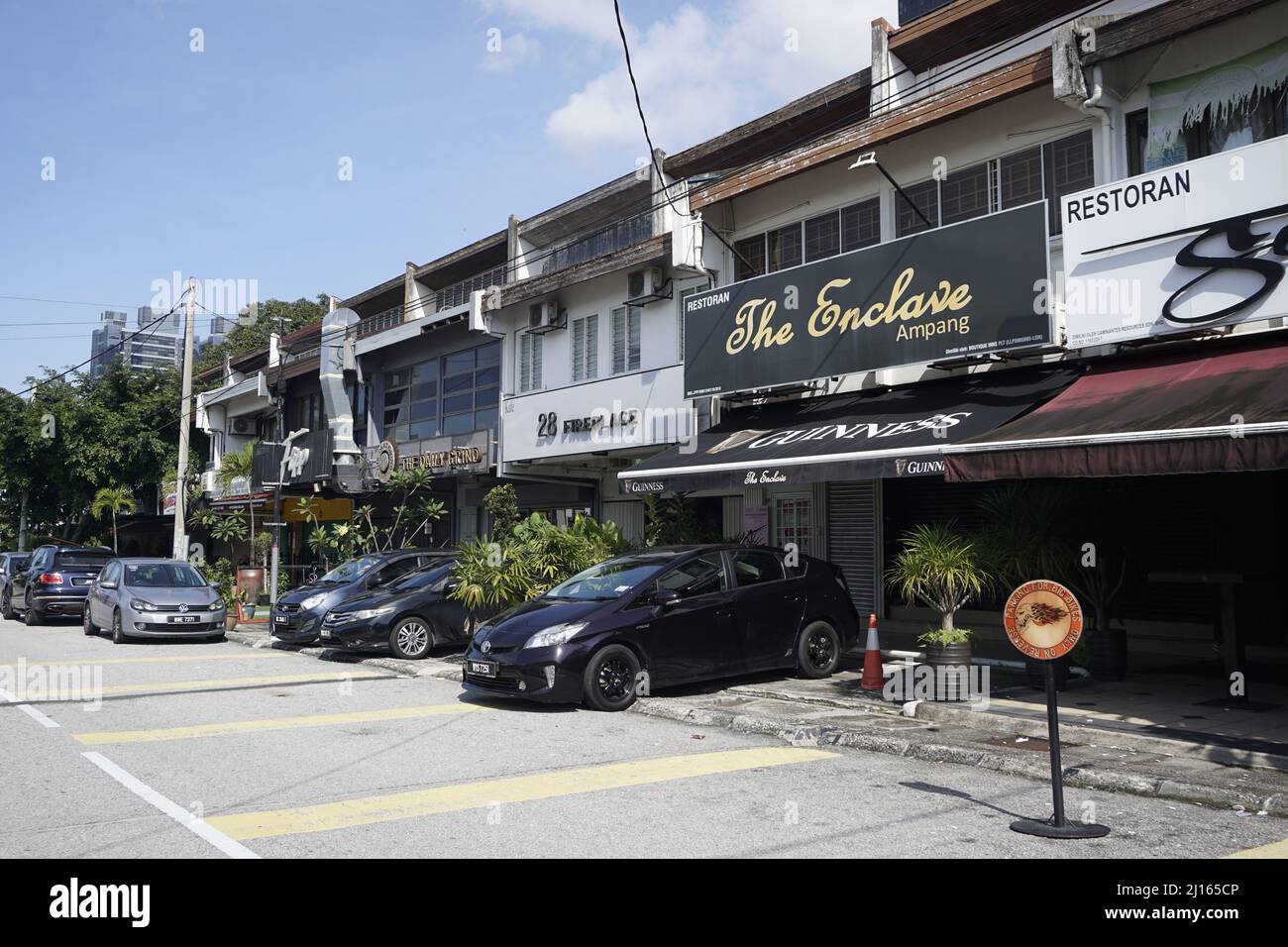 restaurant row at Ampang Hilir, Kuala Lumpur, Malaysia Stock Photo