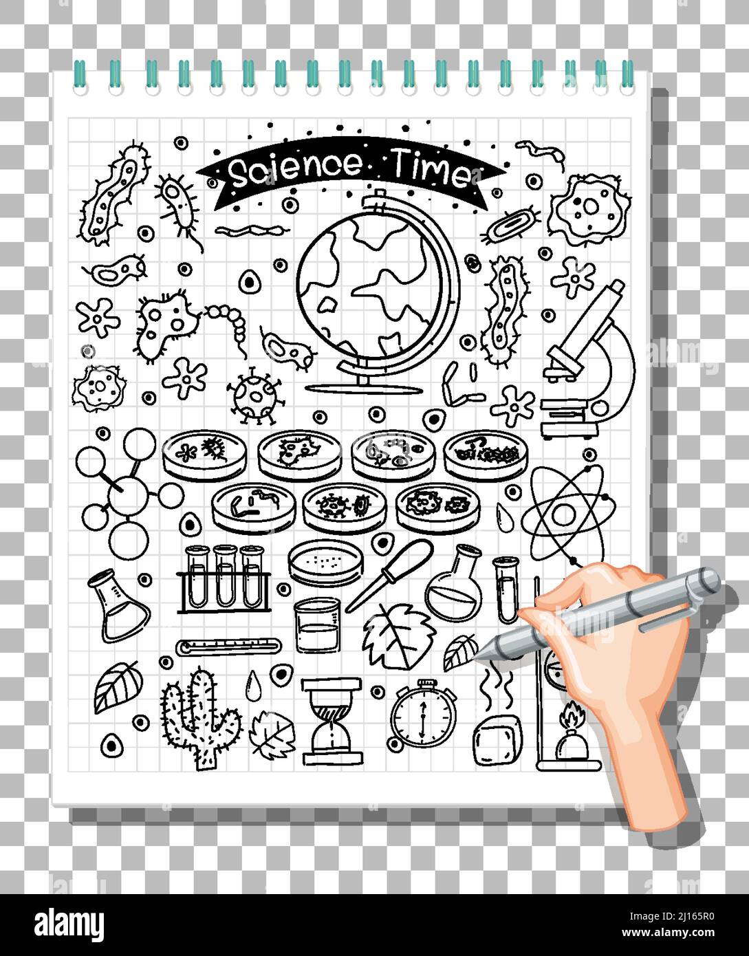 Hand drawn doodle of sciene icons illustration Stock Vector