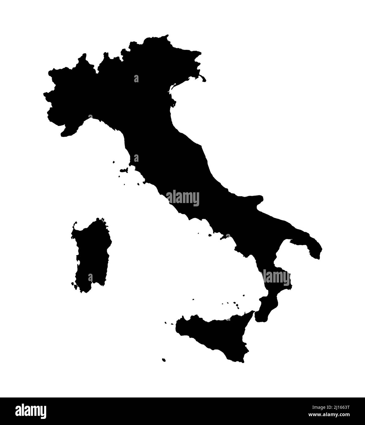 Outline silhouette map of Italy set over a white background Stock Photo