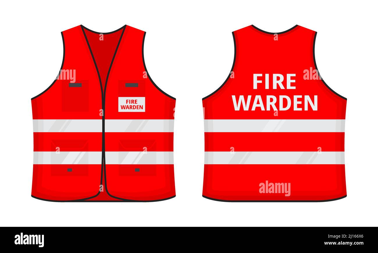 Safety reflective vest with label FIRE WARDEN tag flat style design