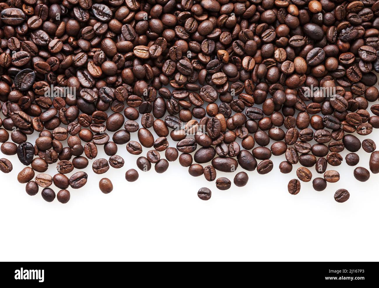 Roasted coffee beans on white background with copy space Stock Photo ...