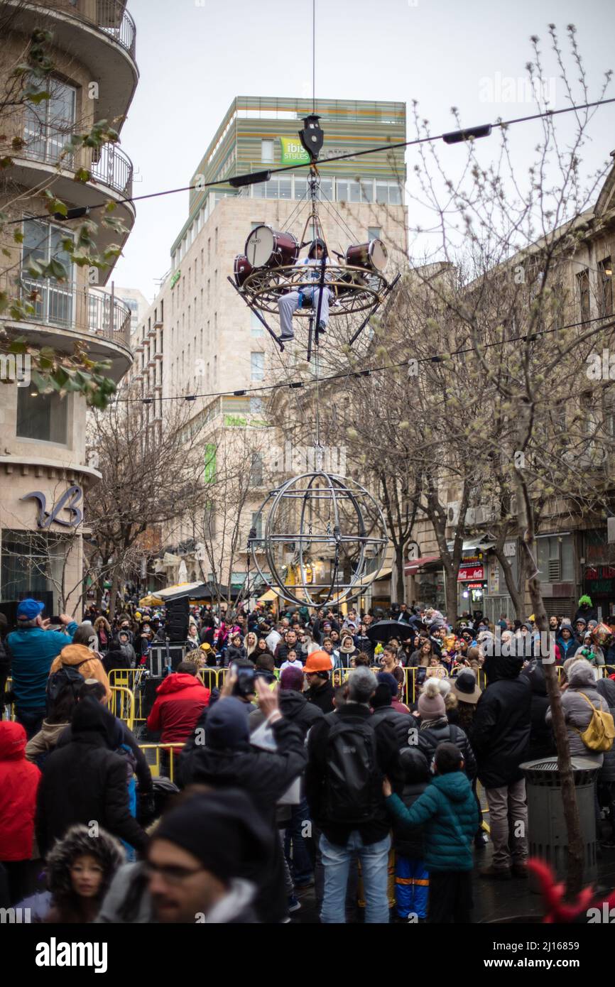 Celebrations of Purim Festival 2022 in Jerusalem, Israel Stock Photo