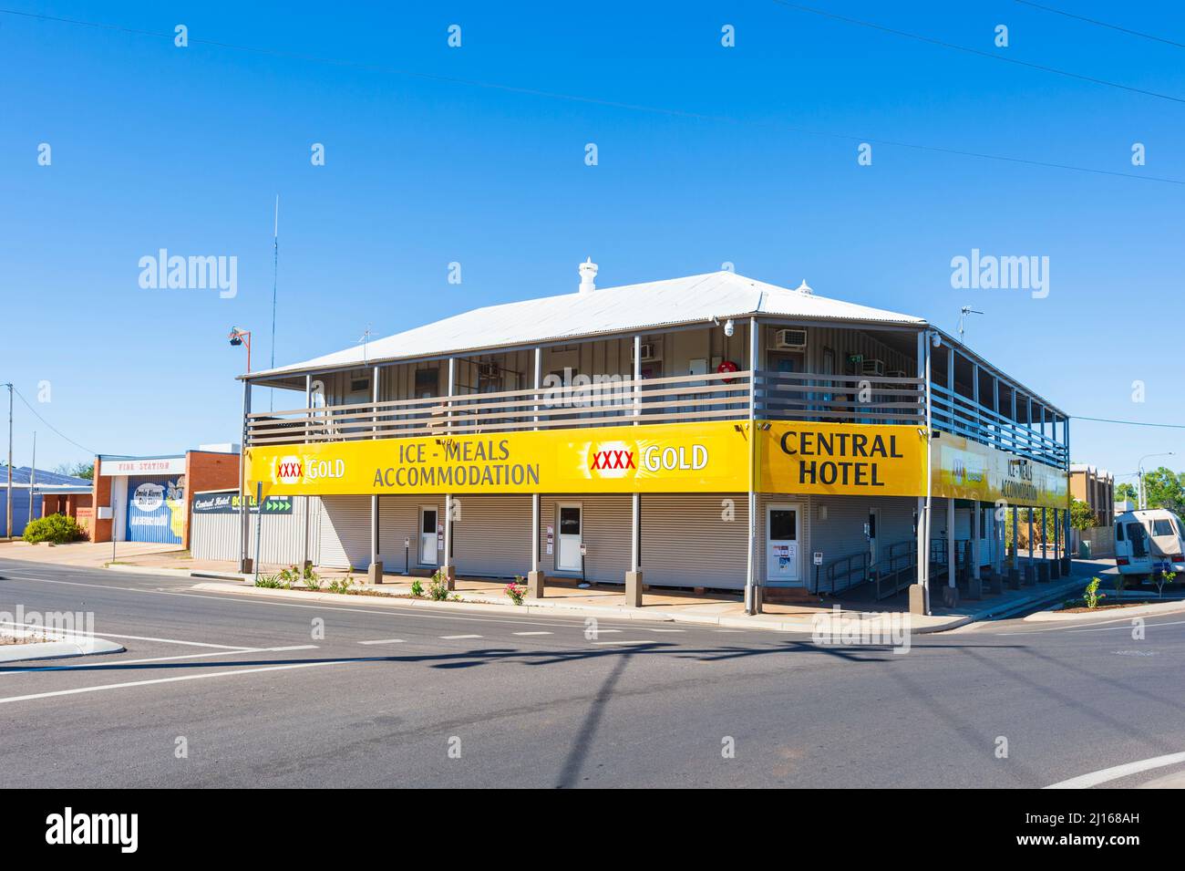 View of the historic Central Hotel in Cloncurry, Queensland, QLD