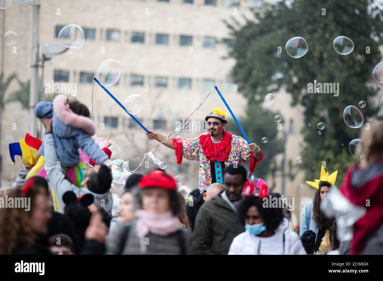 Celebrations of Purim Festival 2022 in Jerusalem, Israel Stock Photo