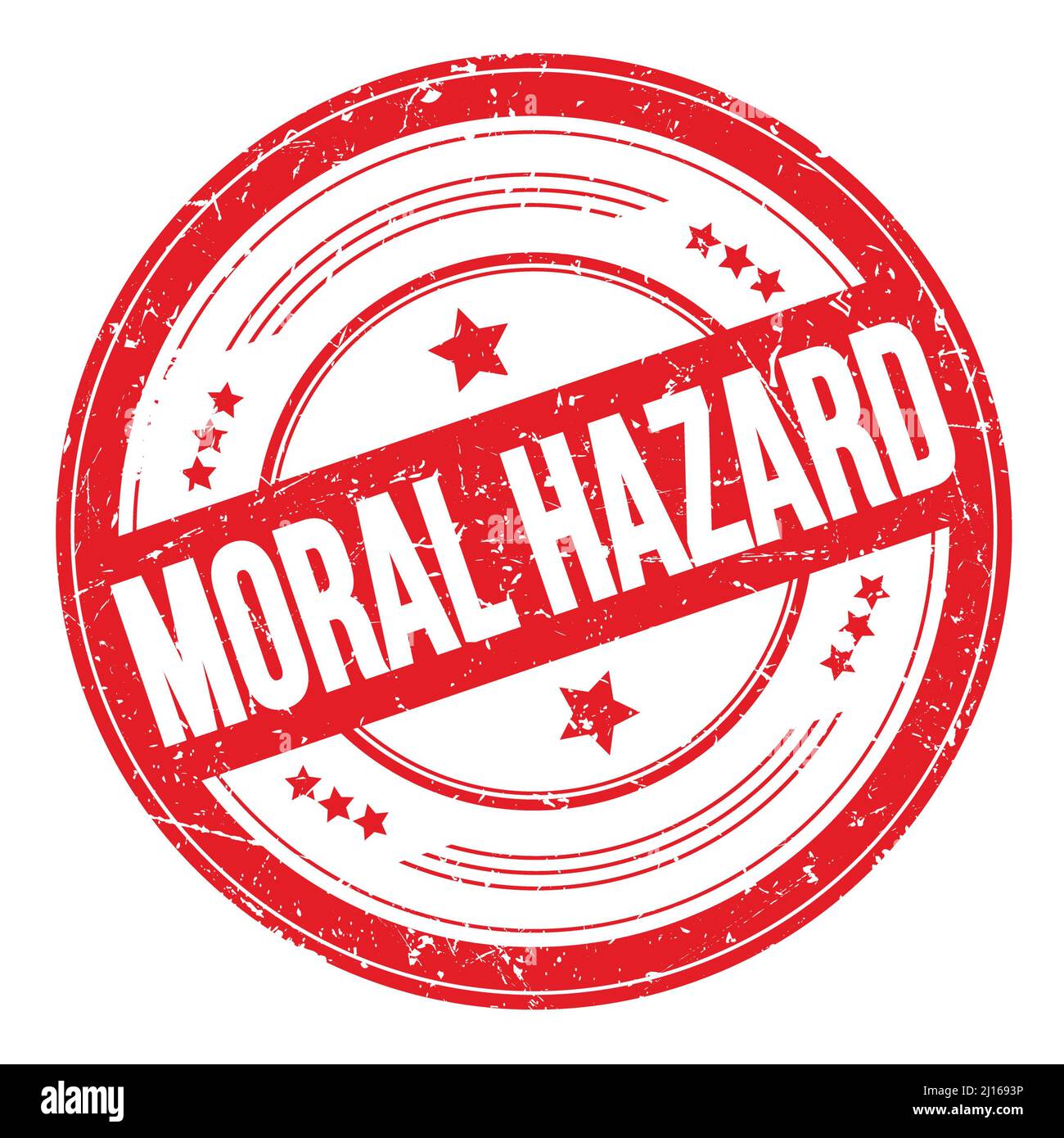 MORAL HAZARD text on red round grungy texture stamp. Stock Photo