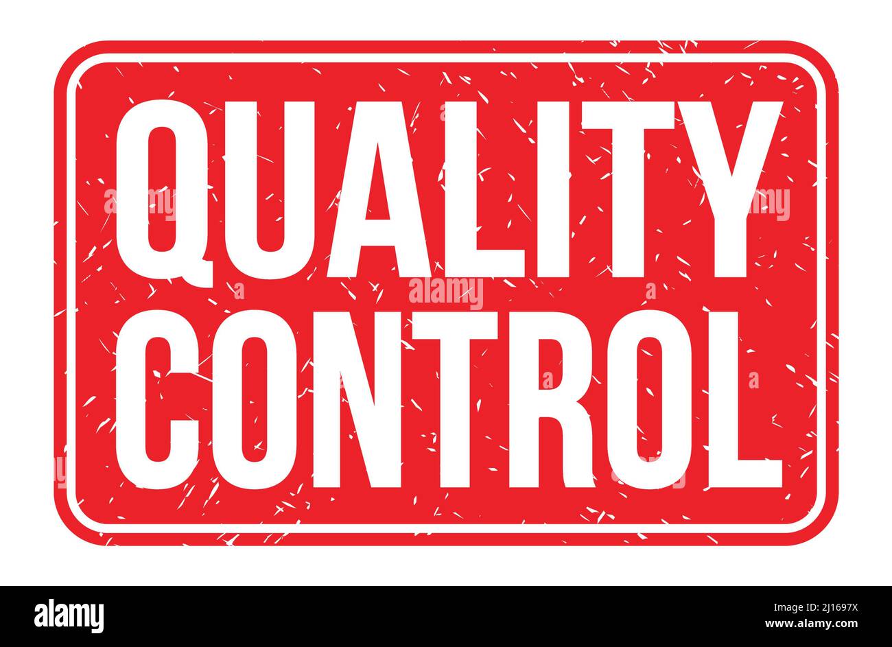 QUALITY CONTROL, words written on red rectangle stamp sign Stock Photo