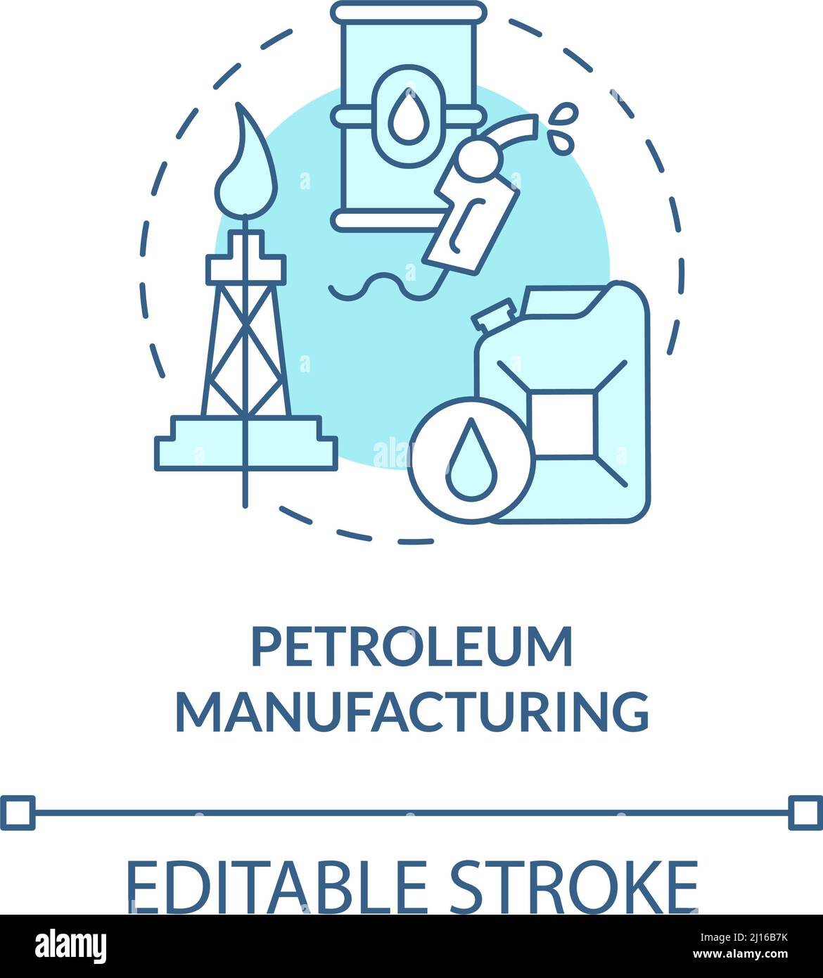 Petroleum manufacturing turquoise concept icon Stock Vector