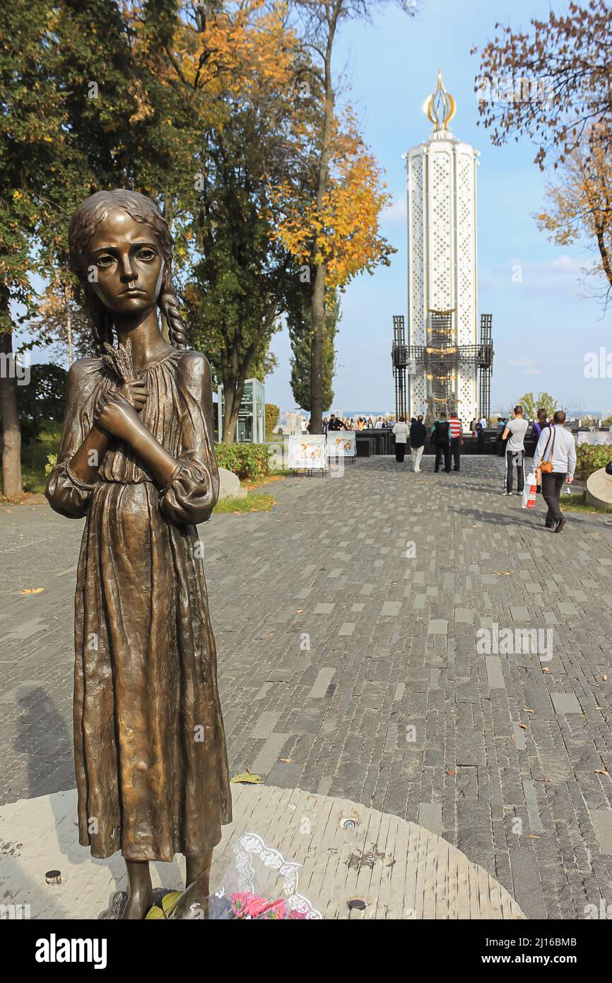 A bronze sculpture of a girl installed to commemorate the tragedy of