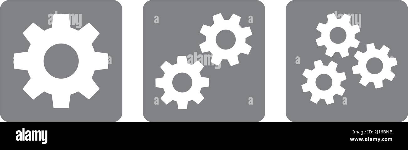 A set of gear icons. Customization, settings. Editable vector. Stock Vector