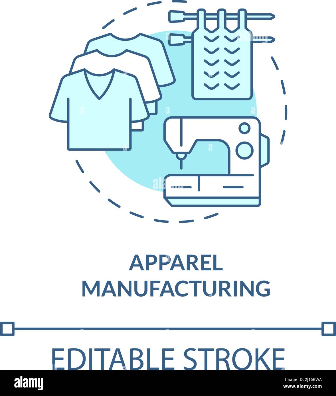 Apparel manufacturing turquoise concept icon Stock Vector Image & Art