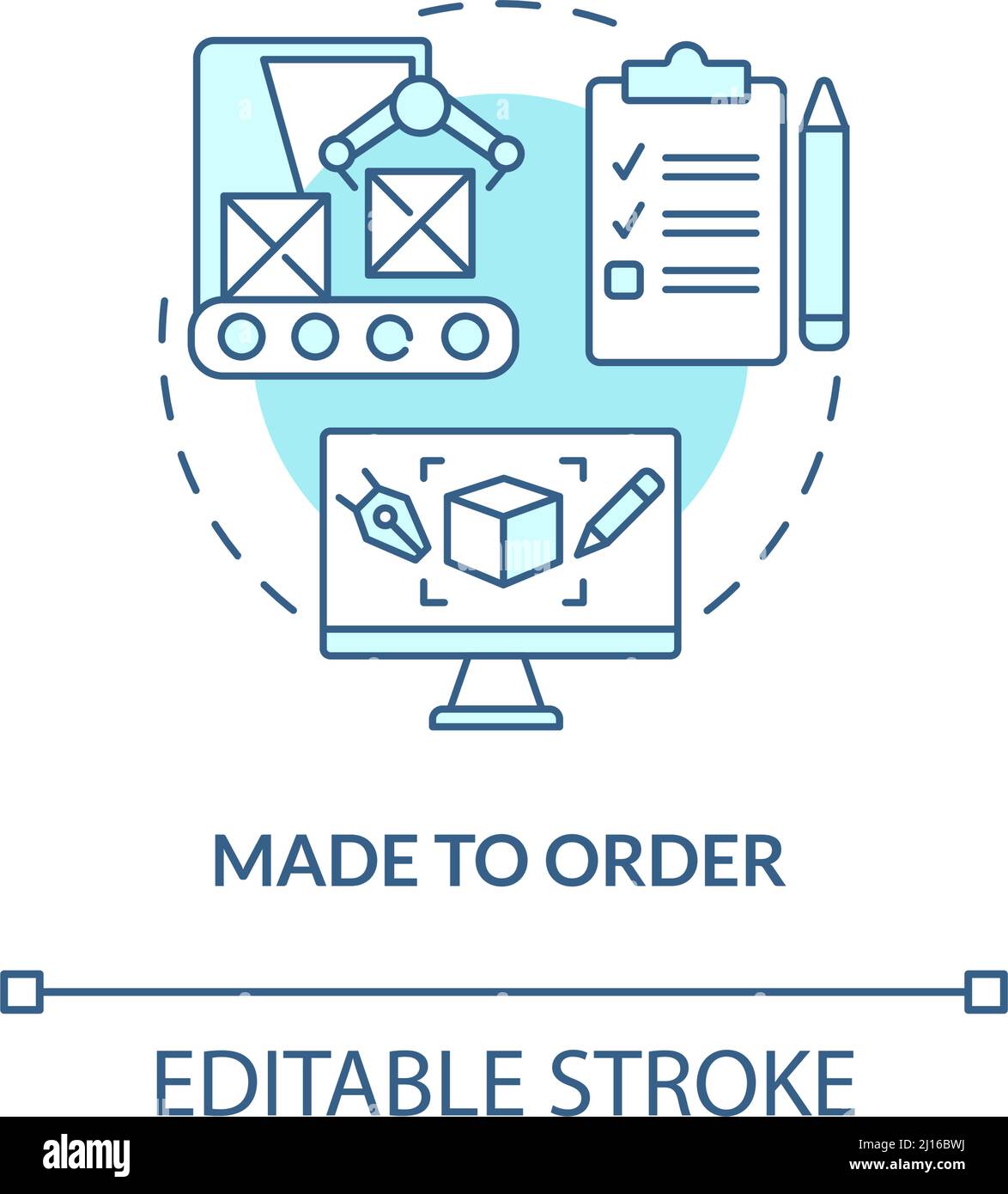 Made to order turquoise concept icon Stock Vector
