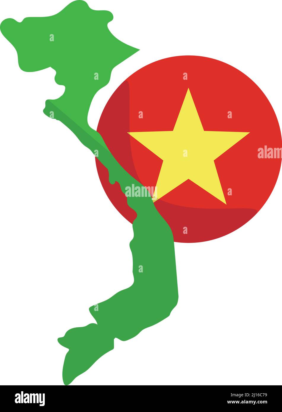 Round Vietnam flag and map of Vietnam. Vector. Editable vector Stock