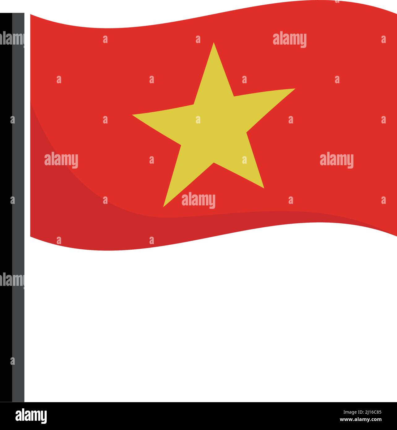 Fluttering Vietnamese flag. Editable vector. Stock Vector