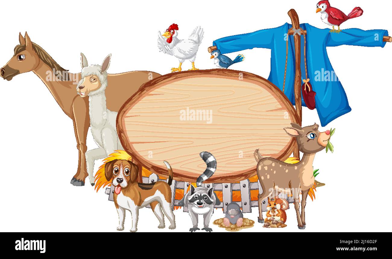 Animal with wooden sign banner illustration Stock Vector Image & Art ...