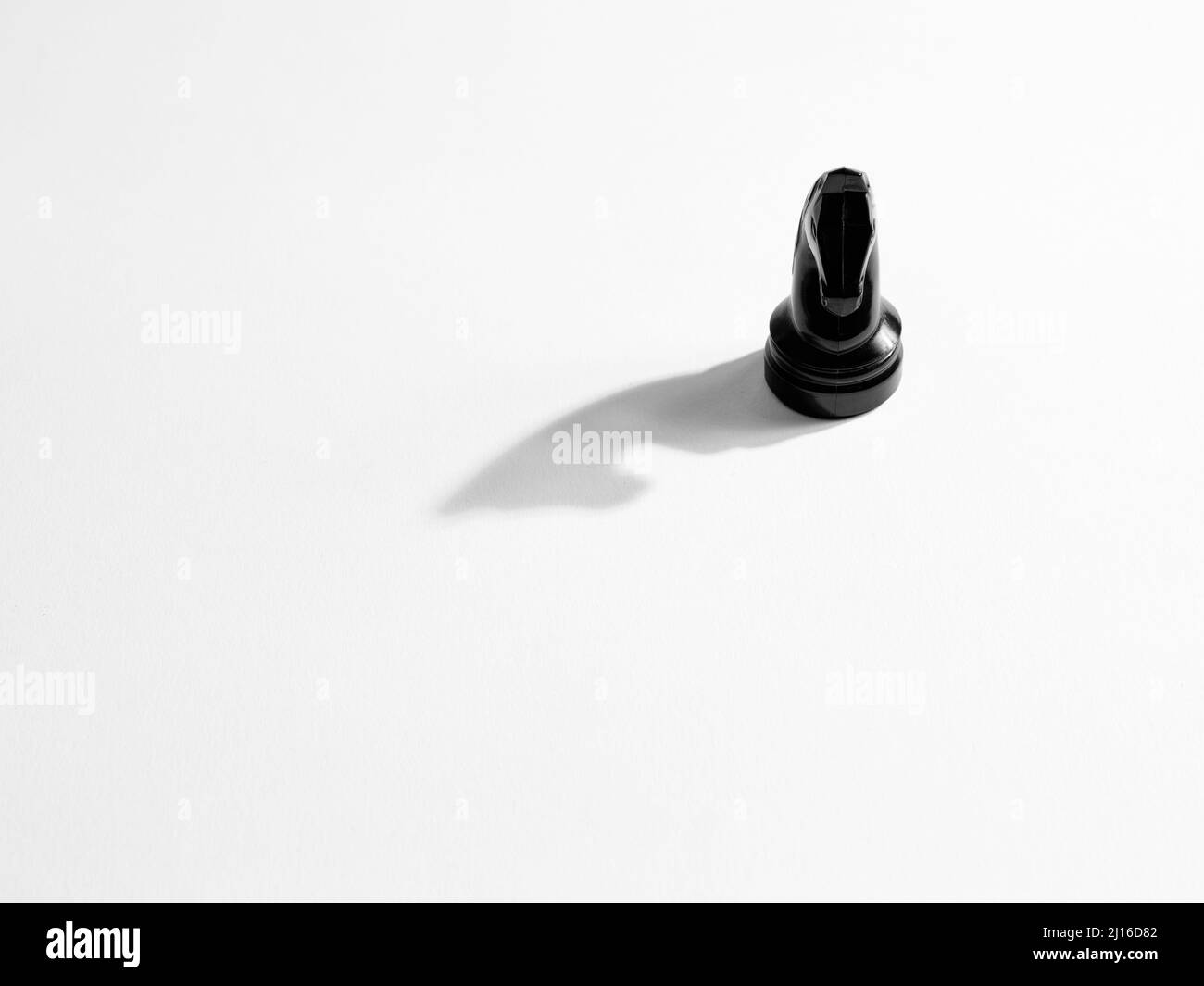 Knight or horse chess piece on white background with shadow. Stock Photo