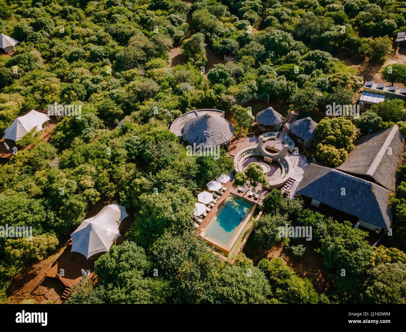 South Africa Kwazulu natal, luxury safari lodge in the bush of a Game ...