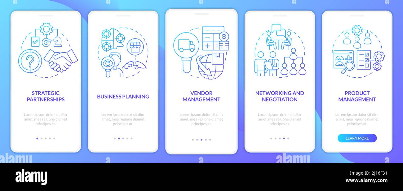 Business development ways blue gradient onboarding mobile app screen ...