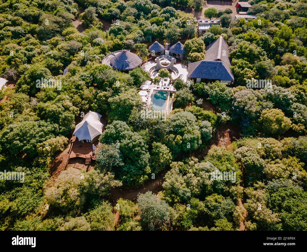 South Africa Kwazulu natal, luxury safari lodge in the bush of a Game ...