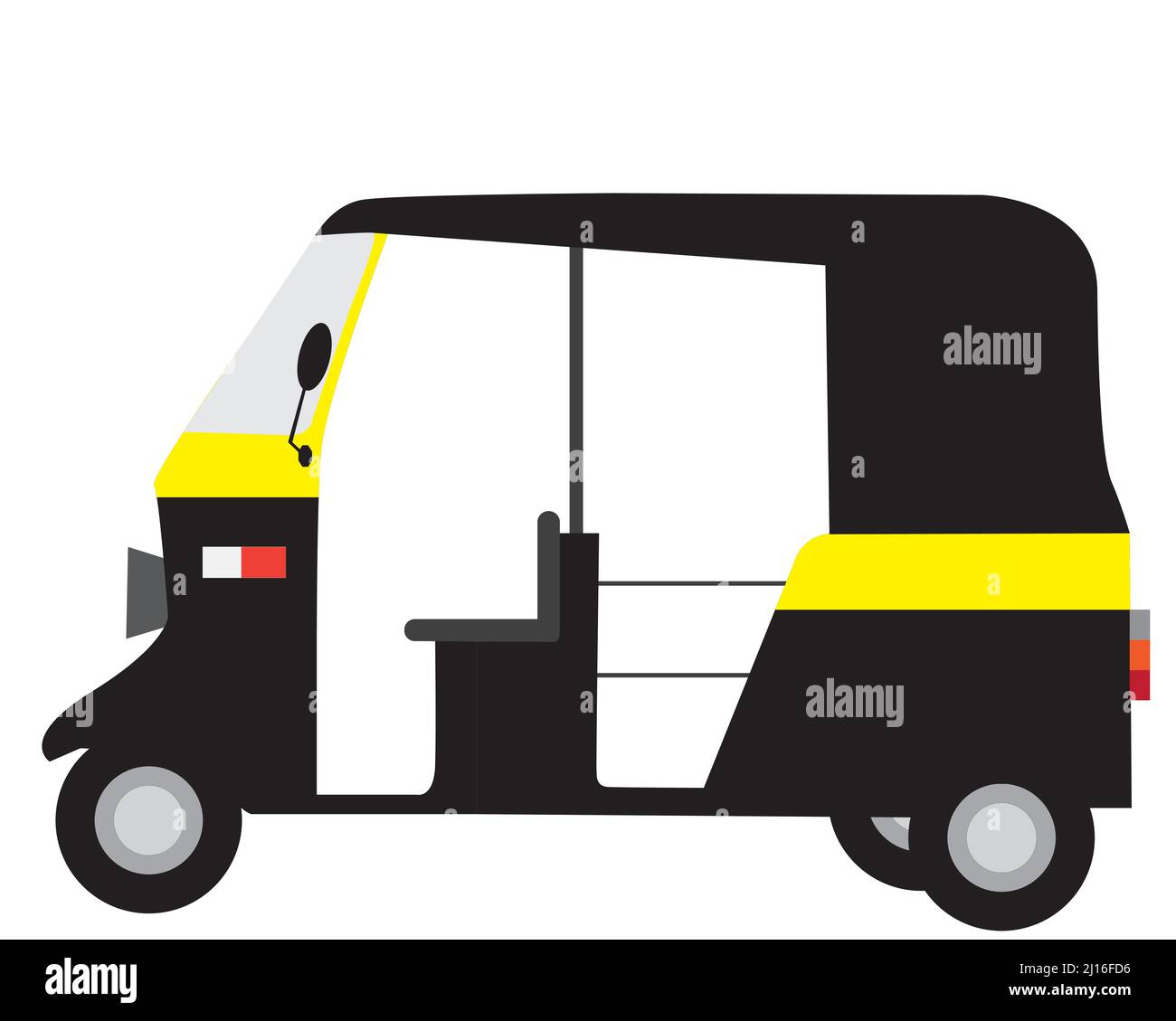 vector of black yellow auto rickshaw , a primary transport vehicle in karnataka maharastra , India Stock Vector
