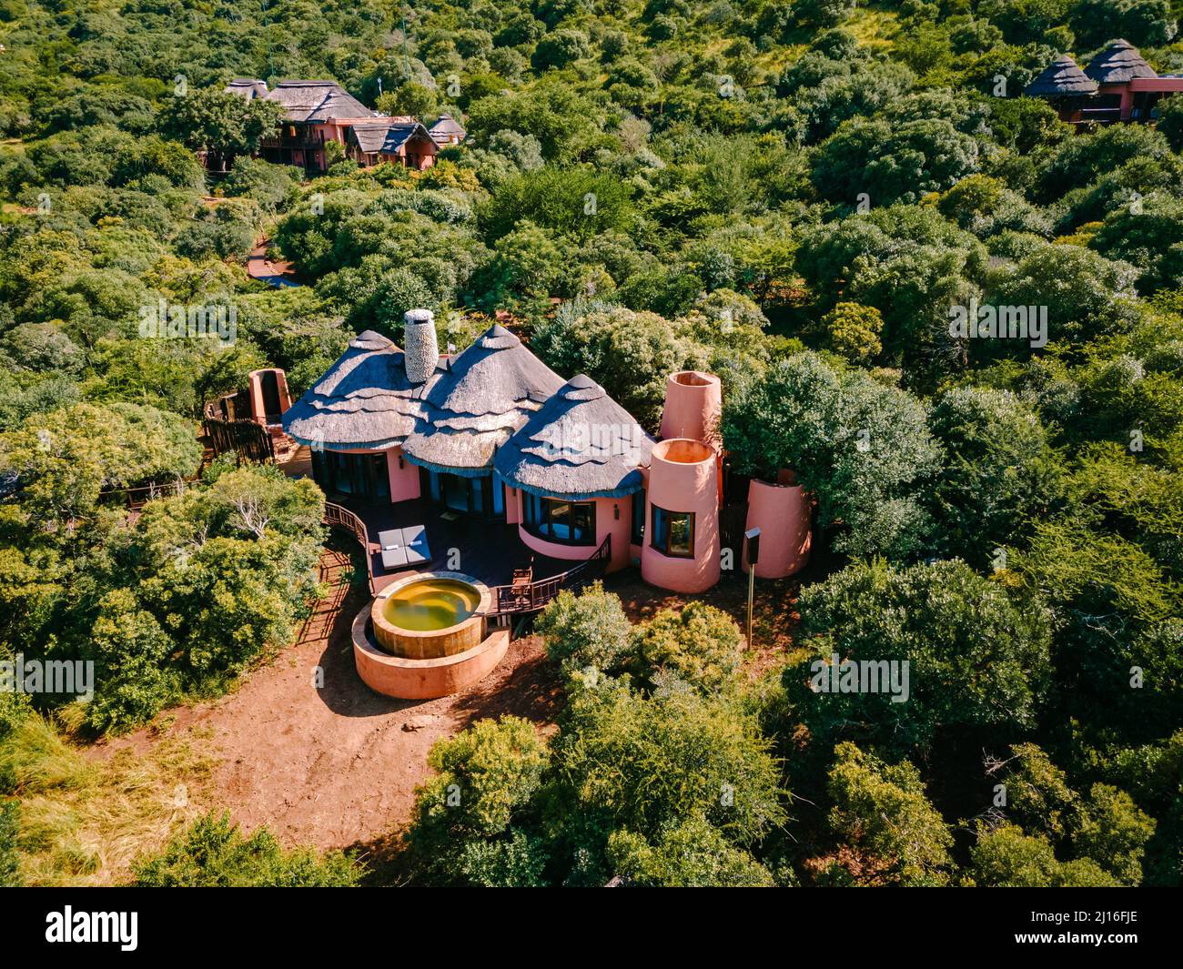 South Africa Kwazulu natal, luxury safari lodge in the bush of a Game ...