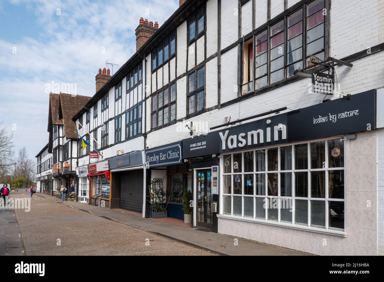 Parade of shops in timber framed buildings, East Horsley