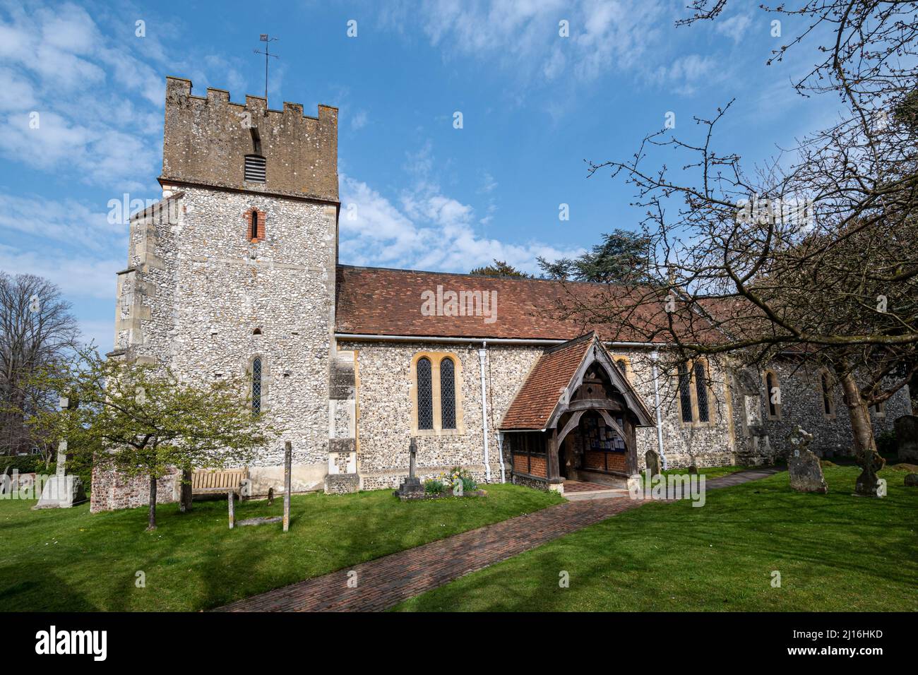 St Martin's Church in the village of East Horsley, Surrey, England, UK Stock Photo