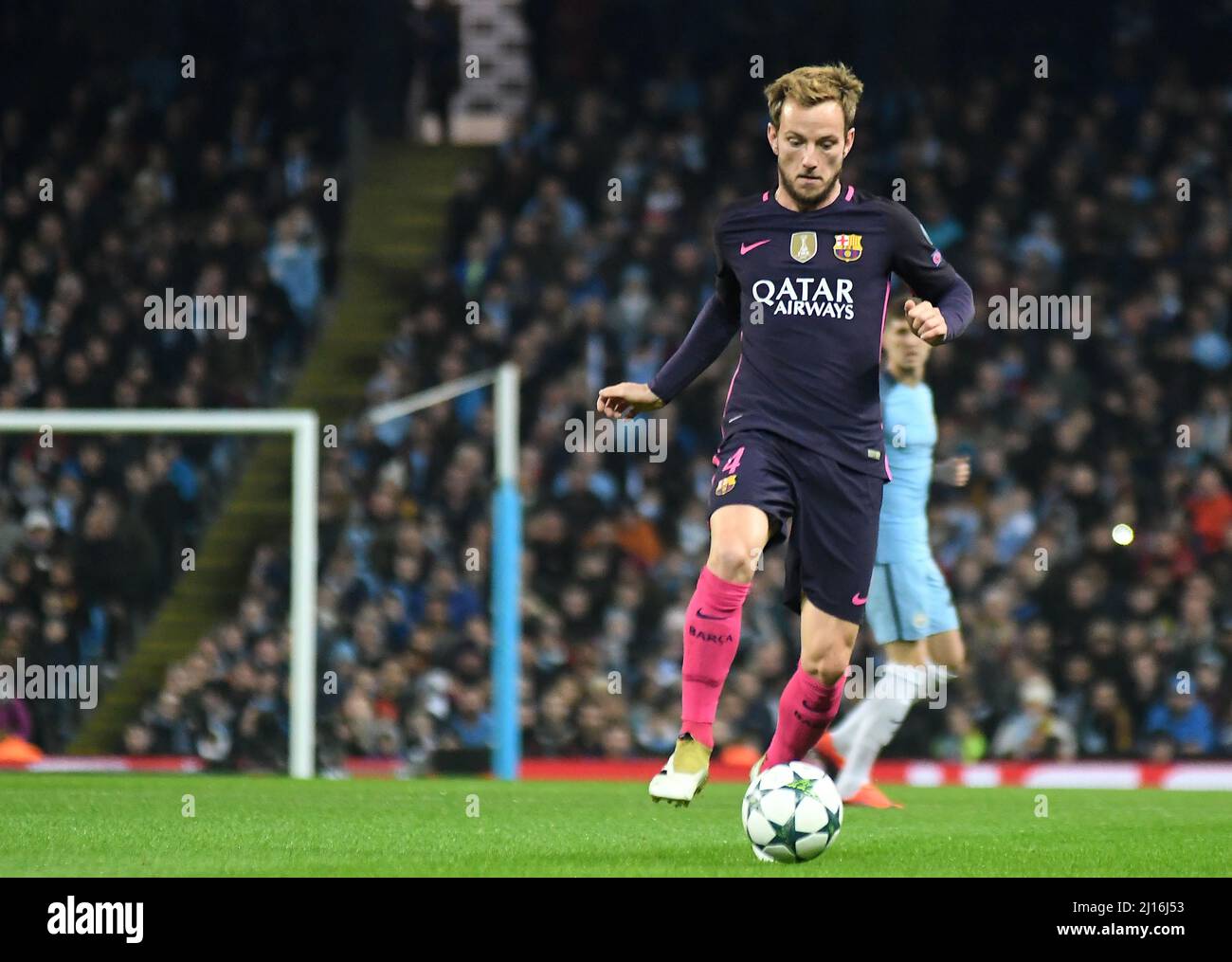 MANCHESTER, ENGLAND - NOVEMBER 1, 2016: Ivan Rakitic of Barcelona pictured in action during the UEFA Champions League Group C game between Manchester City and FC Barcelona at City of Manchester Stadium. Copyright: Cosmin Iftode/Picstaff Stock Photo