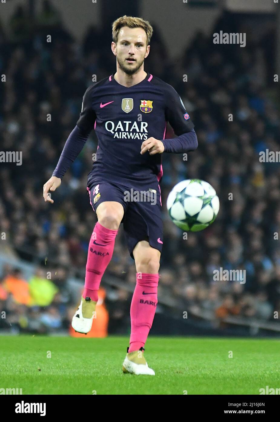 MANCHESTER, ENGLAND - NOVEMBER 1, 2016: Ivan Rakitic of Barcelona pictured in action during the UEFA Champions League Group C game between Manchester City and FC Barcelona at City of Manchester Stadium. Copyright: Cosmin Iftode/Picstaff Stock Photo