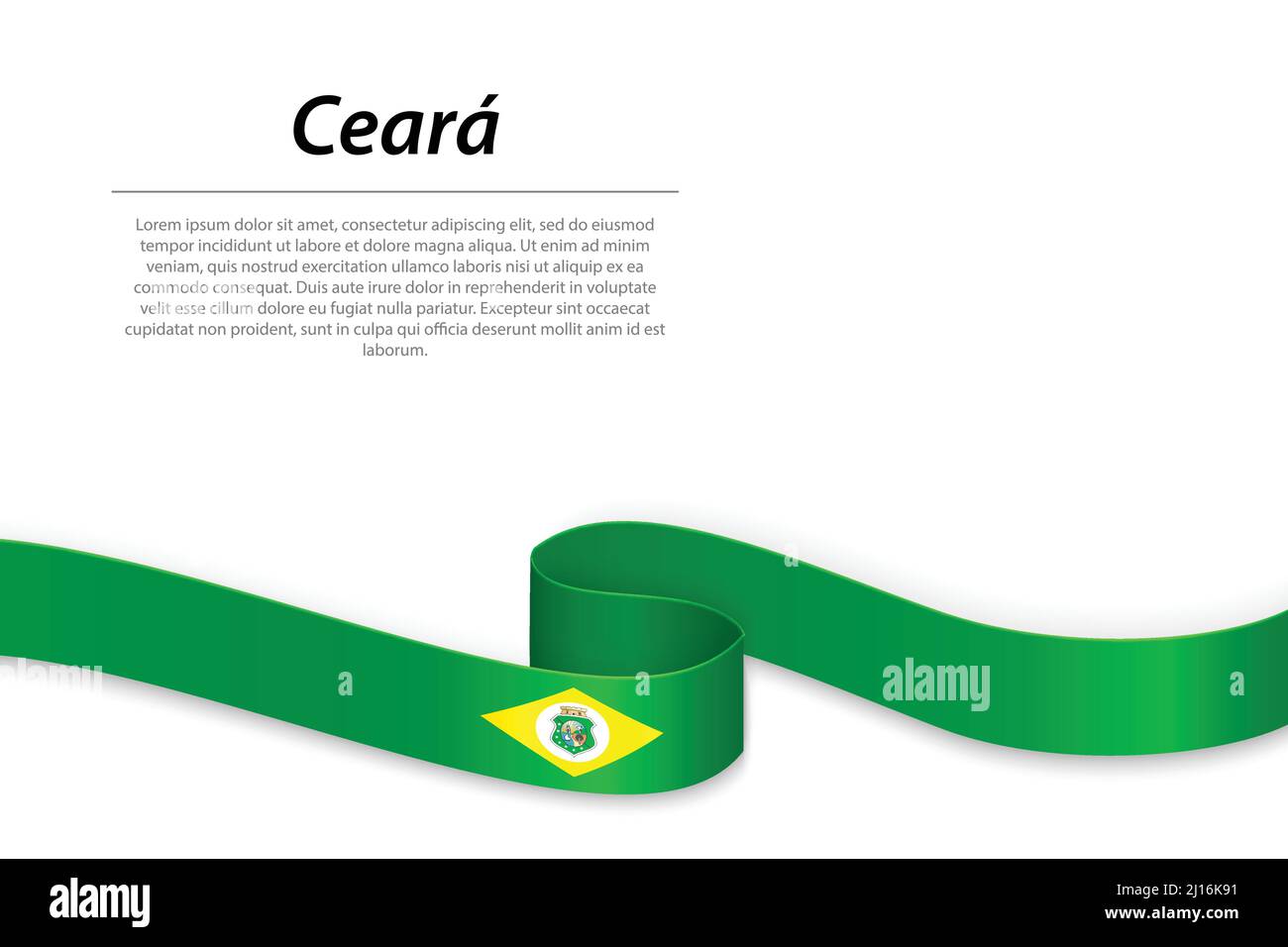 Waving ribbon or banner with flag of Ceara is a state of Brazil Stock Vector