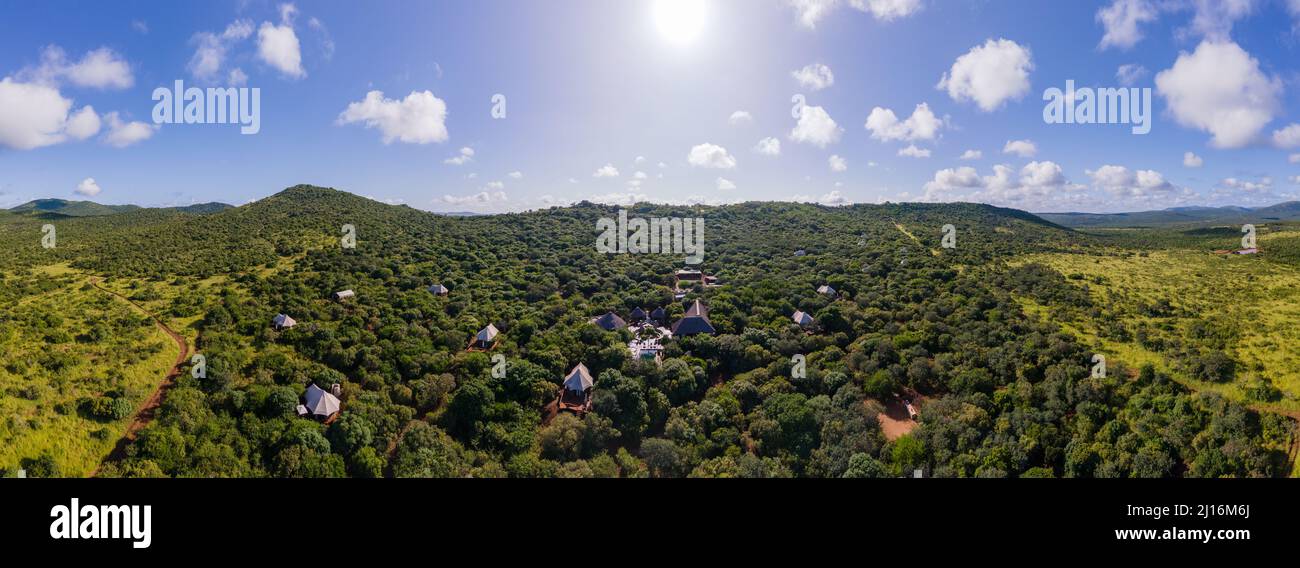 South Africa Kwazulu natal, luxury safari lodge in the bush of a Game ...