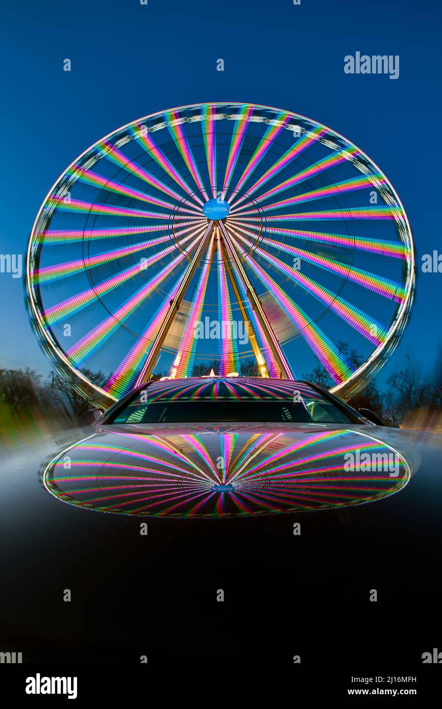 Big wheel at the oktoberfest in munich by night hi-res stock ...