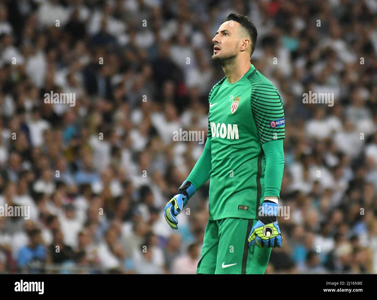 MANCHESTER, ENGLAND - SEPTEMBER 14, 2016: Danijel Subasic of Monaco pictured in action during the UEFA Champions League Group E game between Tottenham Hotspur and AS Monaco at Wembley Stadium. Copyright: Cosmin Iftode/Picstaff Stock Photo