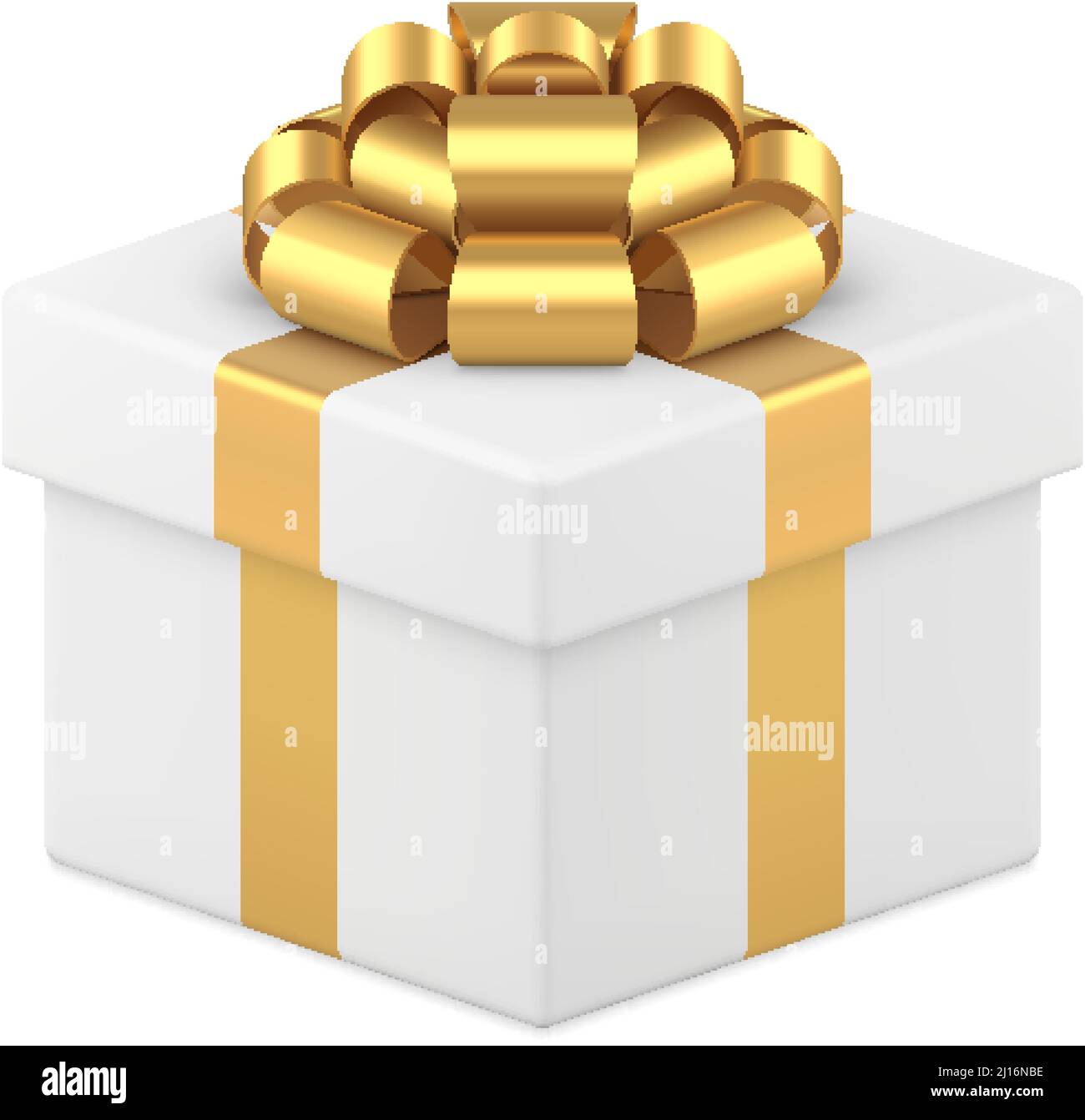 White Gift Box Gold Ribbon