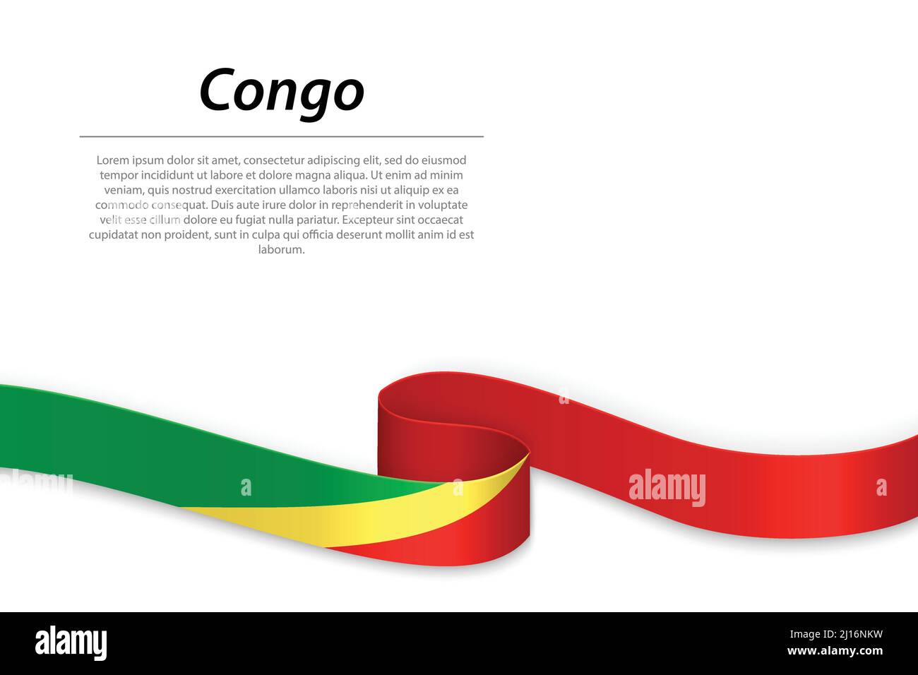 Waving ribbon or banner with flag of Congo. Template for independence ...