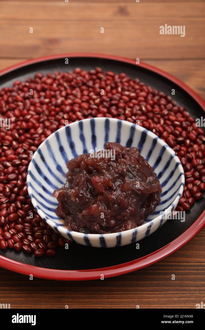 Bean Jam and Azuki Beans, Japanese Food Stock Photo - Alamy