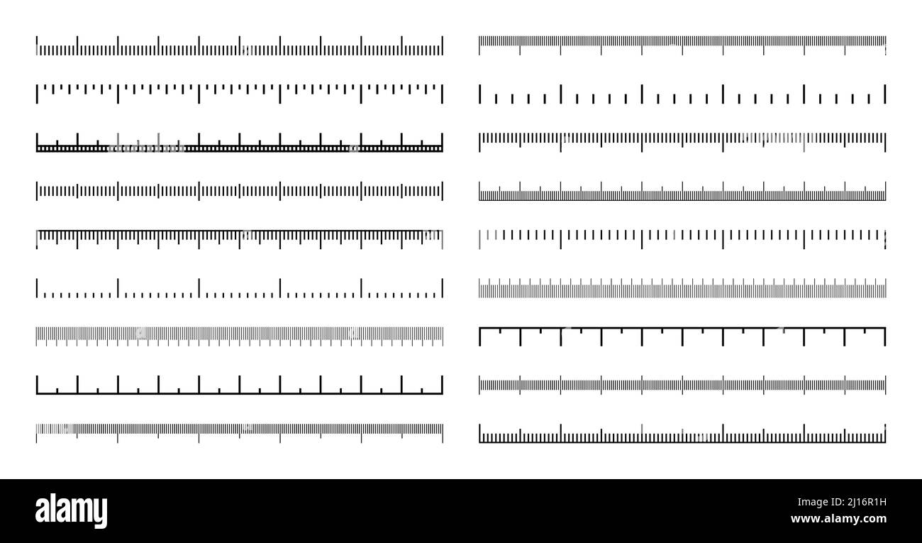Various measurement scales with divisions. Realistic scale for