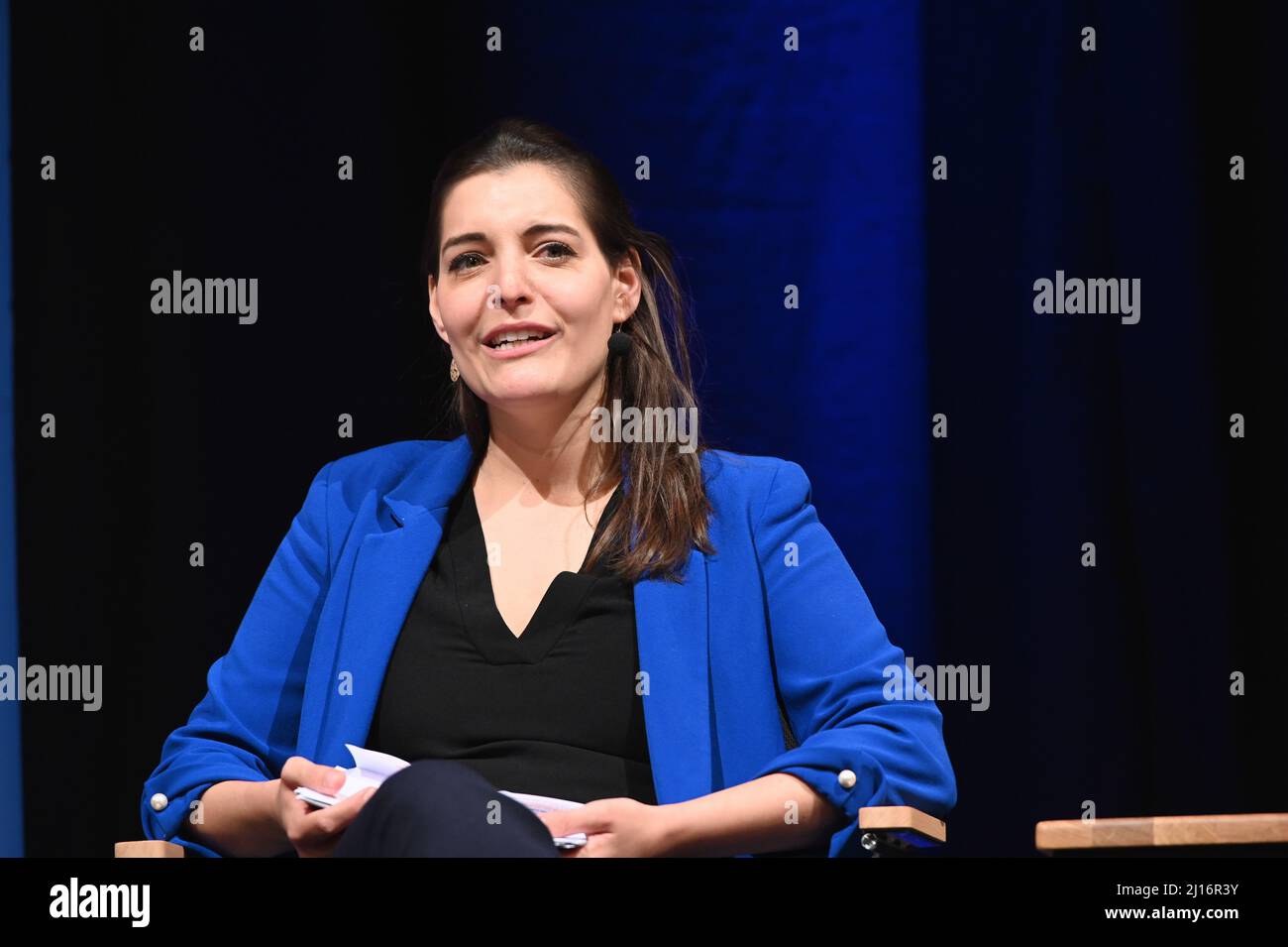 Cologne, Germany. 22nd Mar, 2022. Journalist Cosima Gill at Lit.Cologne, the international literature festival. Credit: Horst Galuschka/dpa/Alamy Live News Stock Photo