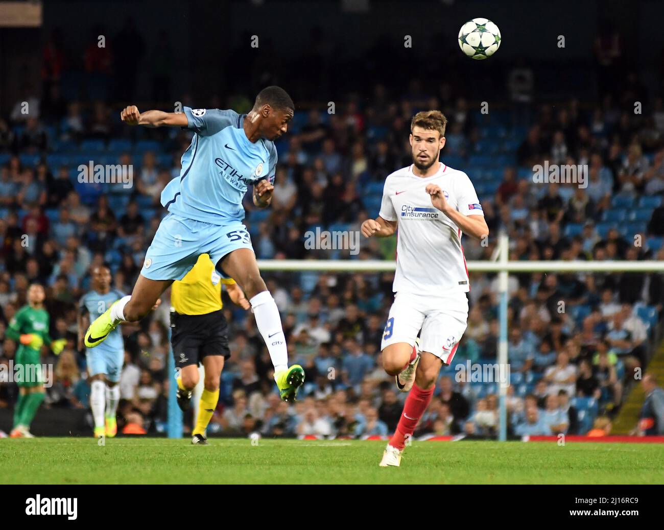 MANCHESTER, ENGLAND - AUGUST 24, 2016: pictured during the second leg of the 2016/17 UEFA Champions League tie between Manchester City (Engalnd) and FCSB (Romania) at Etihad Stadium. Copyright: Cosmin Iftode/Picstaff Stock Photo