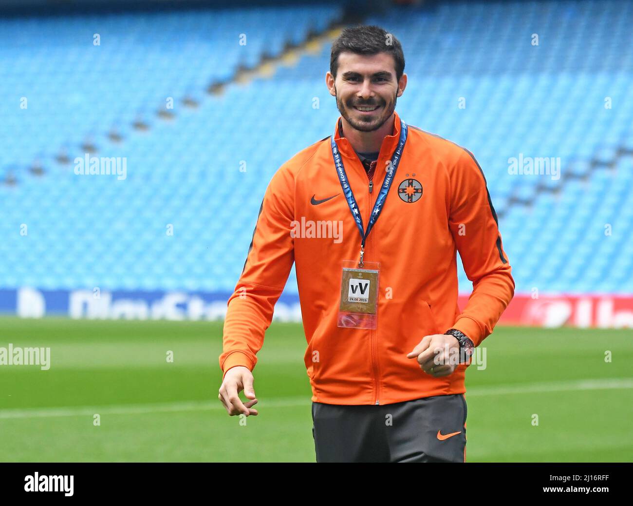 MANCHESTER, ENGLAND - AUGUST 24, 2016: Florin Nita of FCSB pictured prior to the second leg of the 2016/17 UEFA Champions League tie between Manchester City (Engalnd) and FCSB (Romania) at Etihad Stadium. Copyright: Cosmin Iftode/Picstaff Stock Photo