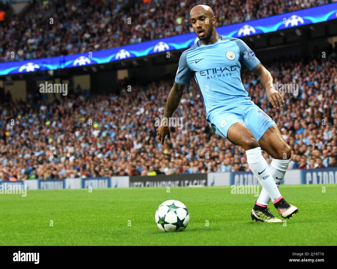 MANCHESTER, ENGLAND - AUGUST 24, 2016: Fabian Delph of City pictured during the second leg of the 2016/17 UEFA Champions League tie between Manchester City (Engalnd) and FCSB (Romania) at Etihad Stadium. Copyright: Cosmin Iftode/Picstaff Stock Photo