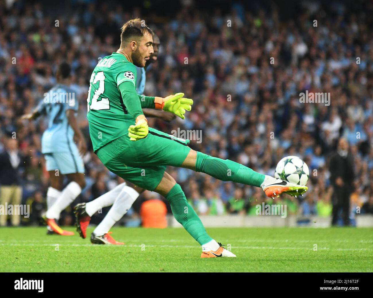 MANCHESTER, ENGLAND - AUGUST 24, 2016: Valentin Cojocaru of FCSB pictured during the second leg of the 2016/17 UEFA Champions League tie between Manchester City (Engalnd) and FCSB (Romania) at Etihad Stadium. Copyright: Cosmin Iftode/Picstaff Stock Photo