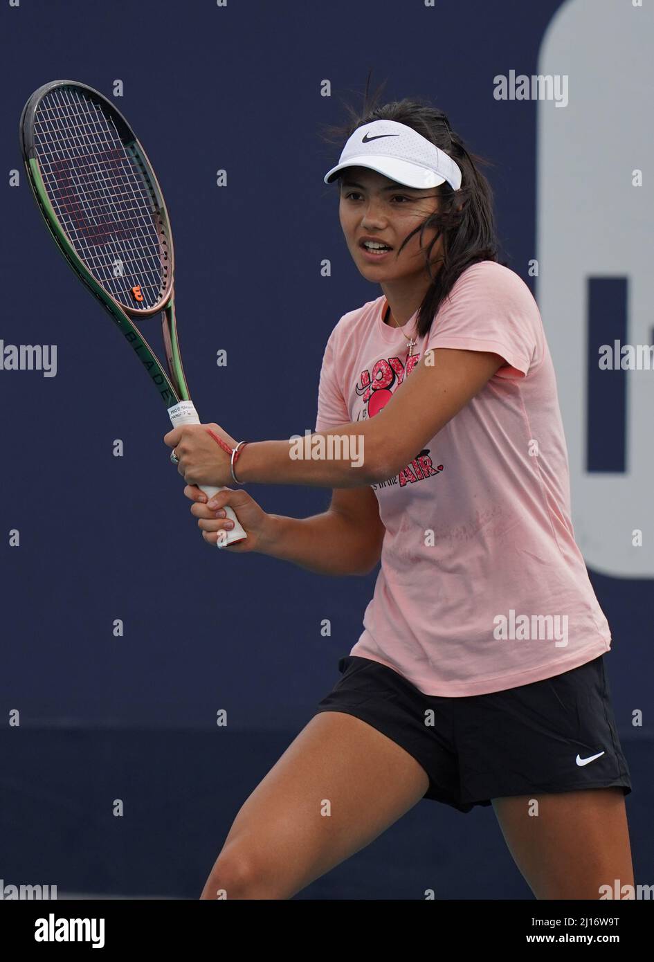 MIAMI GARDENS, FL MARCH 22 Emma Raducanu is seen on the practice
