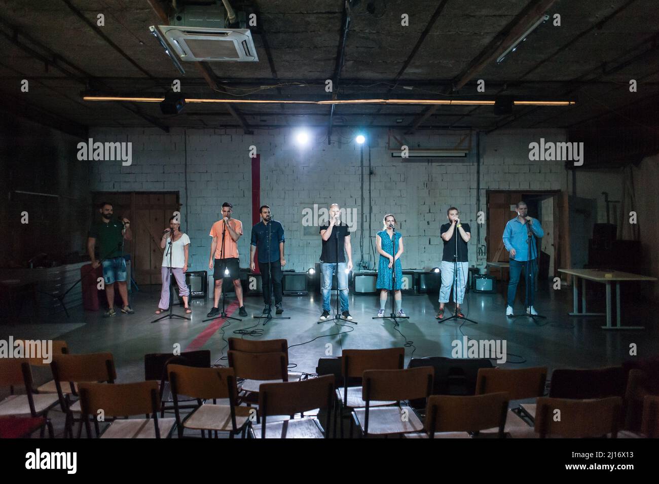 Rehearsal at theatre Actors preparing for a role during the rehearsal Rehearsal at theatre Actors preparing for a role during the rehearsal